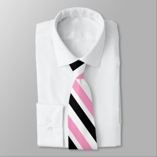 Corbata Rayas diagonales rosadas en blanco