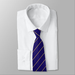 Corbata Rayas doradas en azul marino
