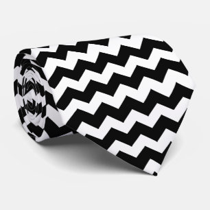 Corbata Rayas en zig zag en blanco y negro