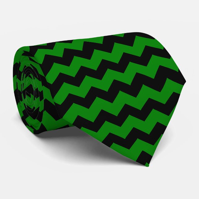 Corbata Rayas en Zig Zag Verdes sobre Fondo de Cualquier C (Enrollado)