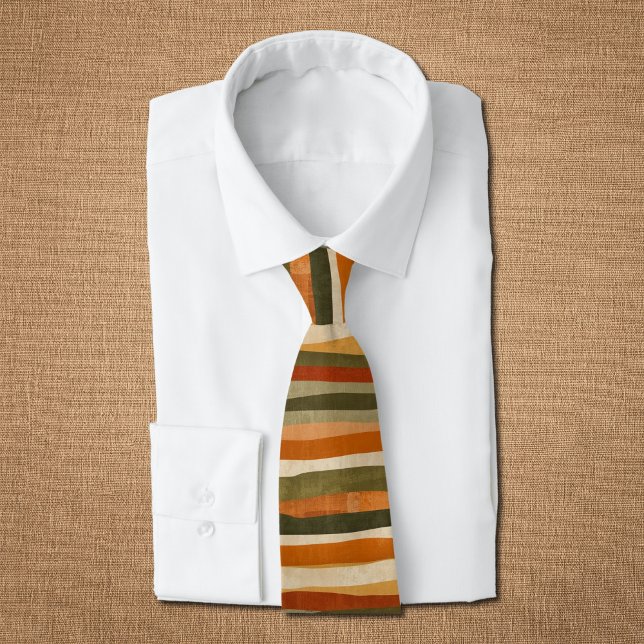 Corbata Rayas geométricas abstractas- estado de ánimo otoñ (Subido por el creador)