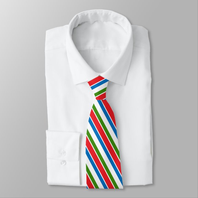 Corbata Rayas geométricas azules rojas y verdes de Navidad (Atado)