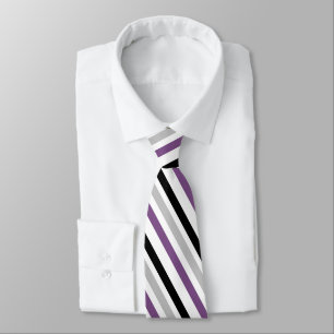 Corbata Rayas geométricas de plata negra polvorienta púrpu