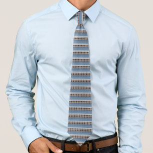 Corbata Rayas grisáceas azules en rejilla bronceada cremos