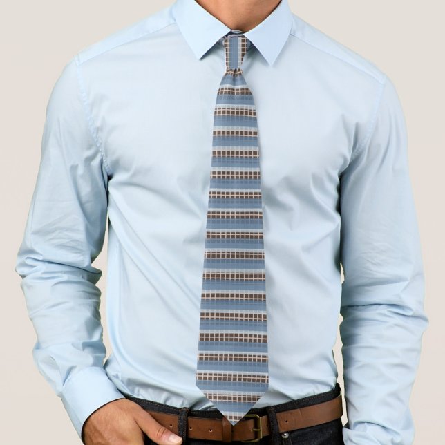 Corbata Rayas grisáceas azules en rejilla bronceada cremos (Subido por el creador)