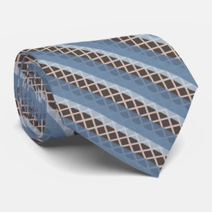 Corbata Rayas grisáceas azules en rejilla bronceada cremos