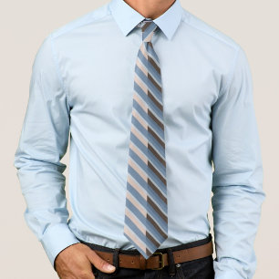Corbata Rayas grisáceas azules en un marrón y bronceado di