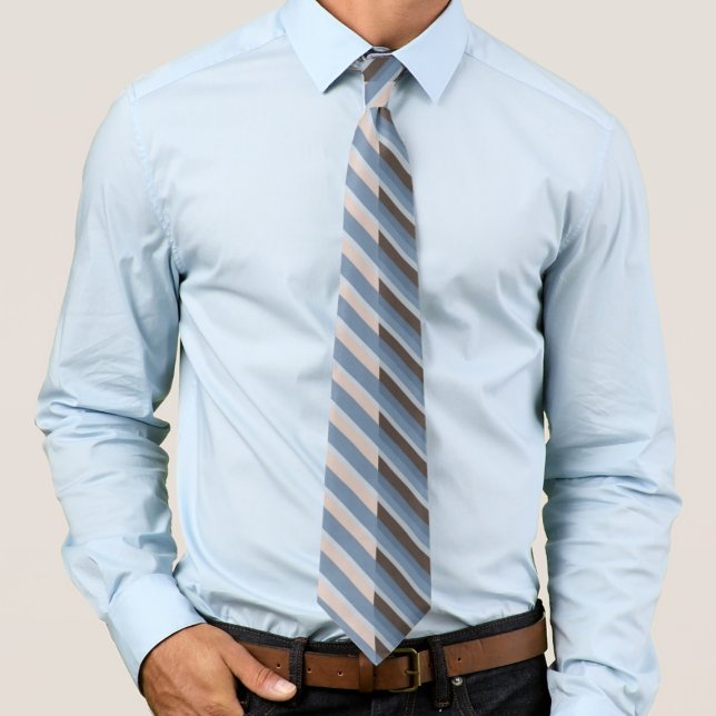 Corbata Rayas grisáceas azules en un marrón y bronceado di (Subido por el creador)