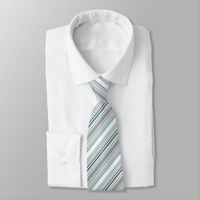 Corbata Rayas grises de aqua lindas (Atado)