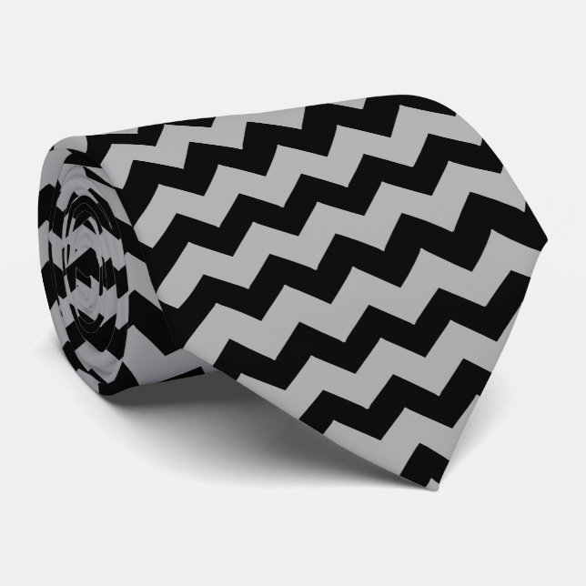 Corbata Rayas grises en zig zag sobre fondo de cualquier c (Enrollado)