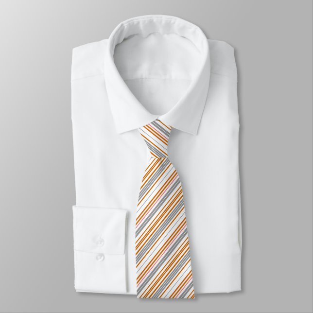 Corbata Rayas grises marrones lindas (Atado)