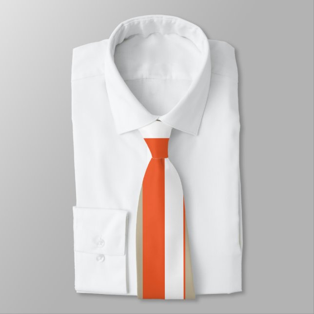 Corbata Rayas Grises Naranjas Blancas     (Atado)