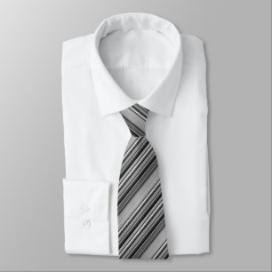 Corbata Rayas grises negras y cortas