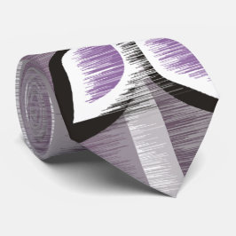 Corbata Rayas grises pétalos púrpuros pintura húmeda moder