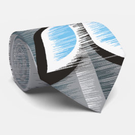 Corbata Rayas grises tres pétalos azules pintura húmeda mo