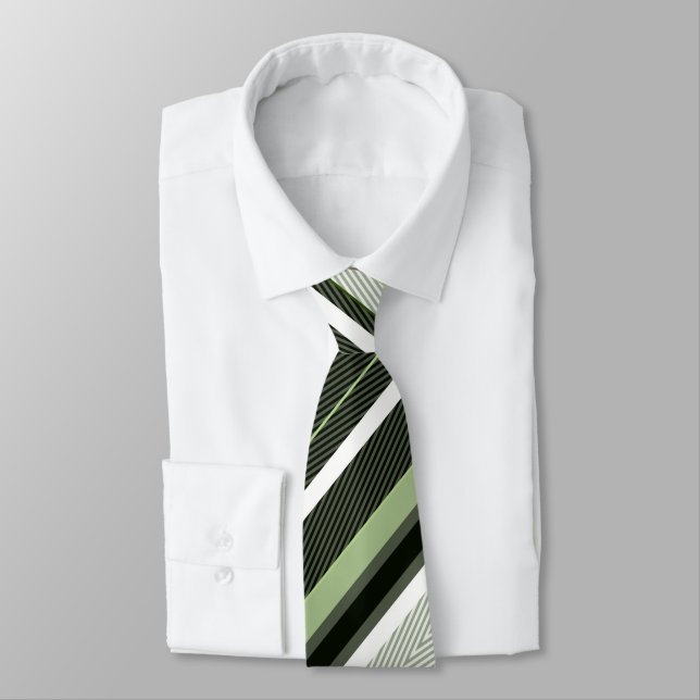Corbata Rayas grises, verdes, blancas. (Atado)
