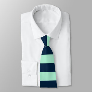 Corbata Rayas horizontales azules y menta de marinero