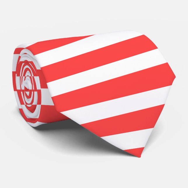 Corbata Rayas horizontales sencillas rojas y blancas rosad (Enrollado)