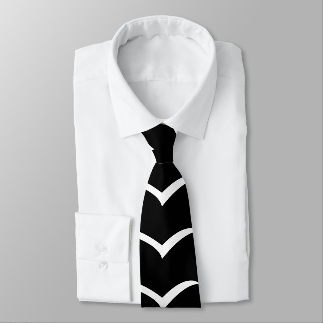 Corbata Rayas modernas en blanco y negro (Atado)