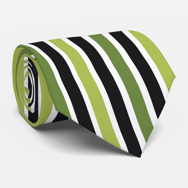 Corbata Rayas Negras Verdes (Enrollado)
