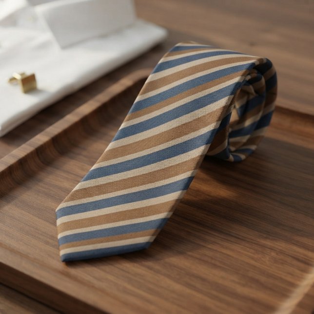 Corbata Rayas Repp Costeras de Camello Azul Marino (Subido por el creador)