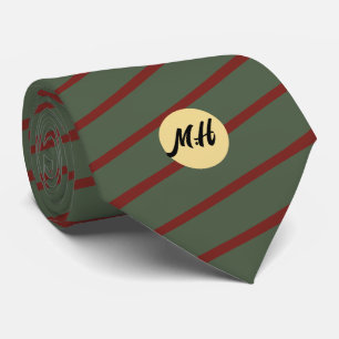 Corbata Rayas rojas de Navidad verde familia a juego Perso