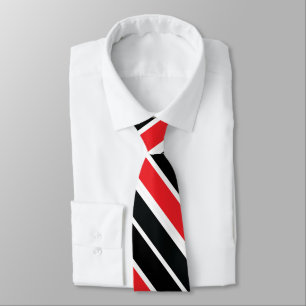 Corbata Rayas Rojas Negras y Blancas