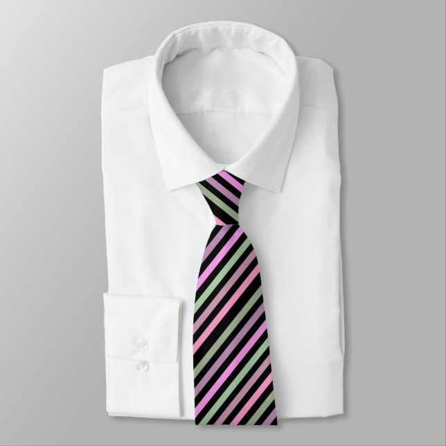Corbata Rayas, rosa, verde (Atado)