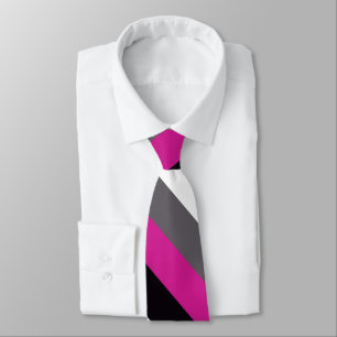 Corbata Rayas rosadas, negras, blancas y grises