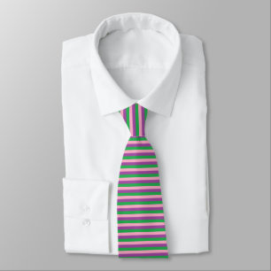 Corbata Rayas rosadas, púrpura y verde