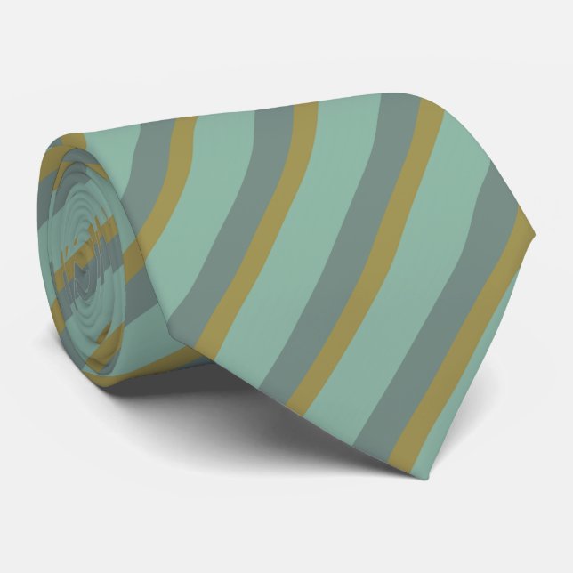 Corbata Rayas - Turquesa Plata Oro (Enrollado)