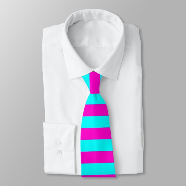 Corbata Rayas Turquesas De Color Rosa Y Azul Ciano Calient (Atado)