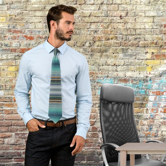 Corbata Rayas turquesas monogramas contemporáneos abstract (Subido por el creador)