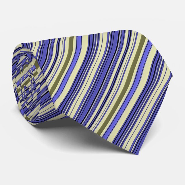 Corbata Rayas - Verde amarillo azul morado (Enrollado)
