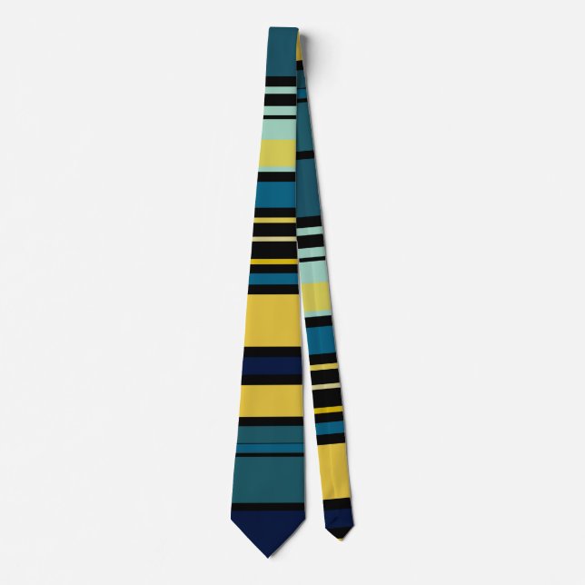 Corbata Rayas verde azuladas y amarillas (Anverso)