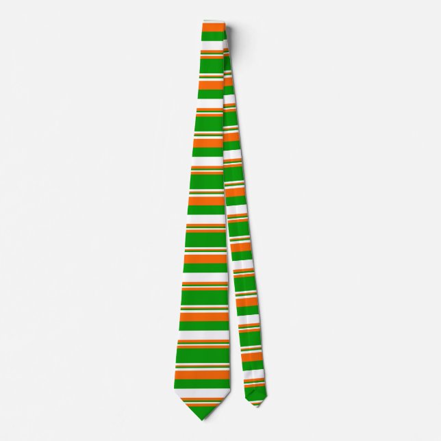 Corbata Rayas verdes, blancas y Naranjas (Anverso)