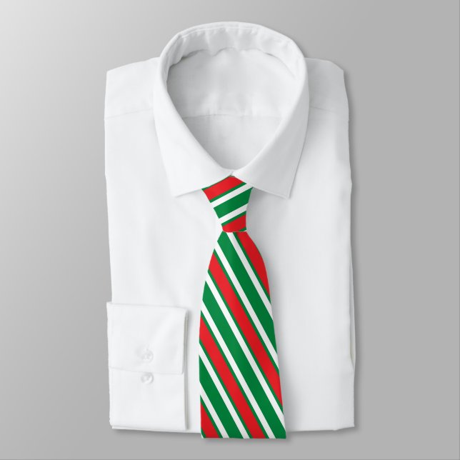 Corbata Rayas verdes blancas y rojas de Navidad (Atado)