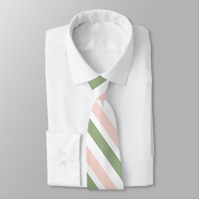 Corbata Rayas verdes del sabio blanco rosado de Rubor (Atado)