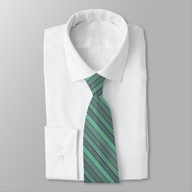 Corbata Rayas Verdes Y Gris De Invierno Sobre Papel Acuáti (Atado)
