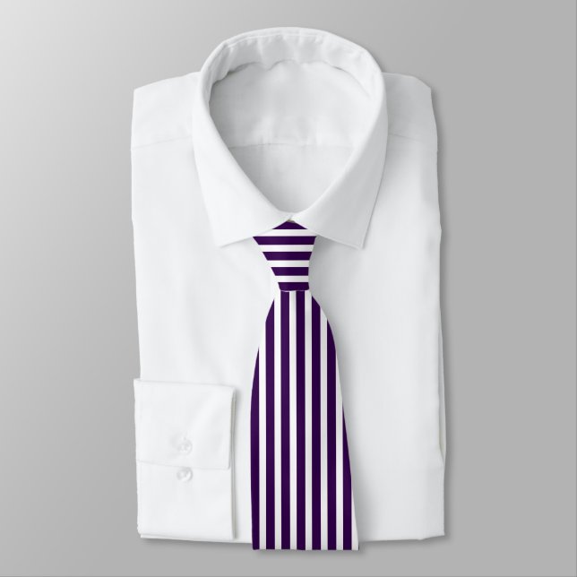 Corbata Rayas verticales simples, simples, púrpura y blanc (Atado)
