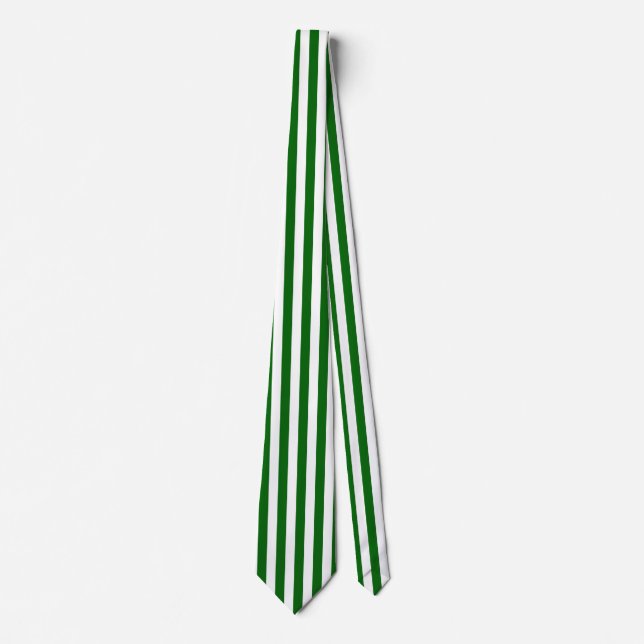 Corbata Rayas Verticales Verde Esmeralda y Blanco (Anverso)