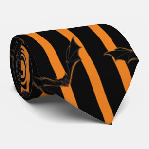 Corbata Rayas y Murciélagos de Halloween