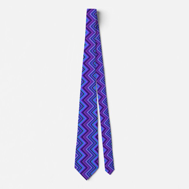 Corbata Rayas zigzag azules y violetas (Anverso)