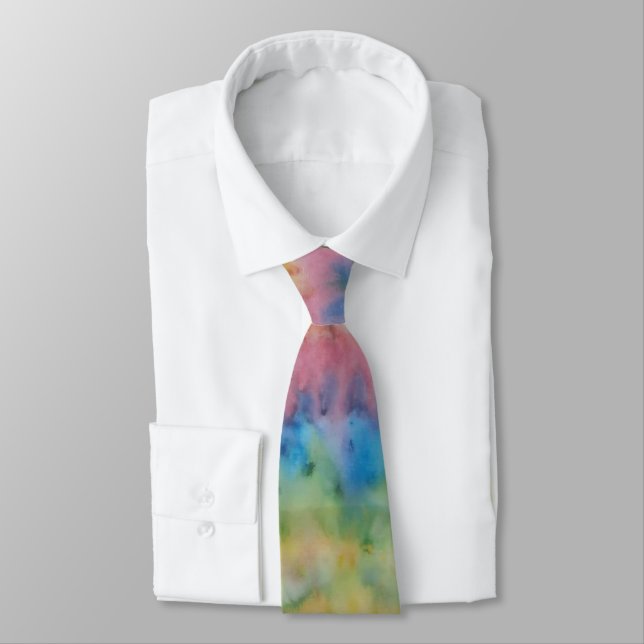 Corbata Rayo arcoiris teñido a mano (Atado)