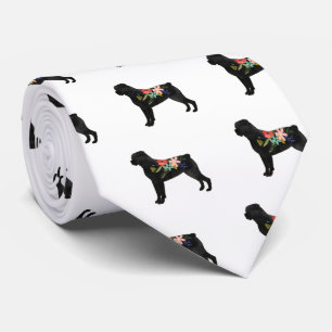 Corbata Raza de perro de Rottweiler Silueta de Boho Floral