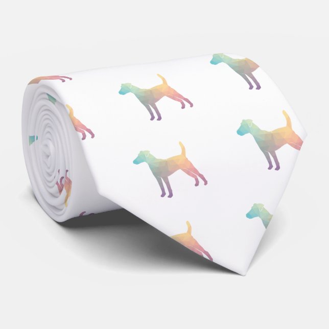 Corbata Raza de Perro Smooth Fox Terrier Geo Silhouette Pa (Enrollado)