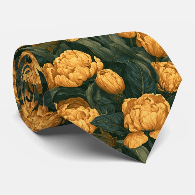 Corbata Recepción de boda con estampado de tulipán  (Enrollado)