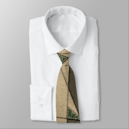 Corbata Recorte triangular beige sobre el "fondo verde osc