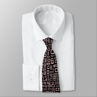 Corbata Rectángulos abstractos - Rosa oscuro en negro