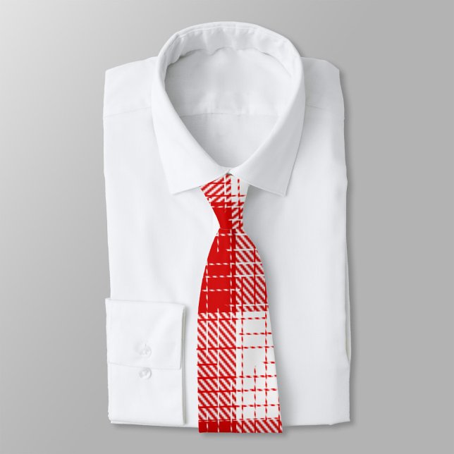 Corbata Red and White Bold Checkered Plaid Design  (Subido por el creador)